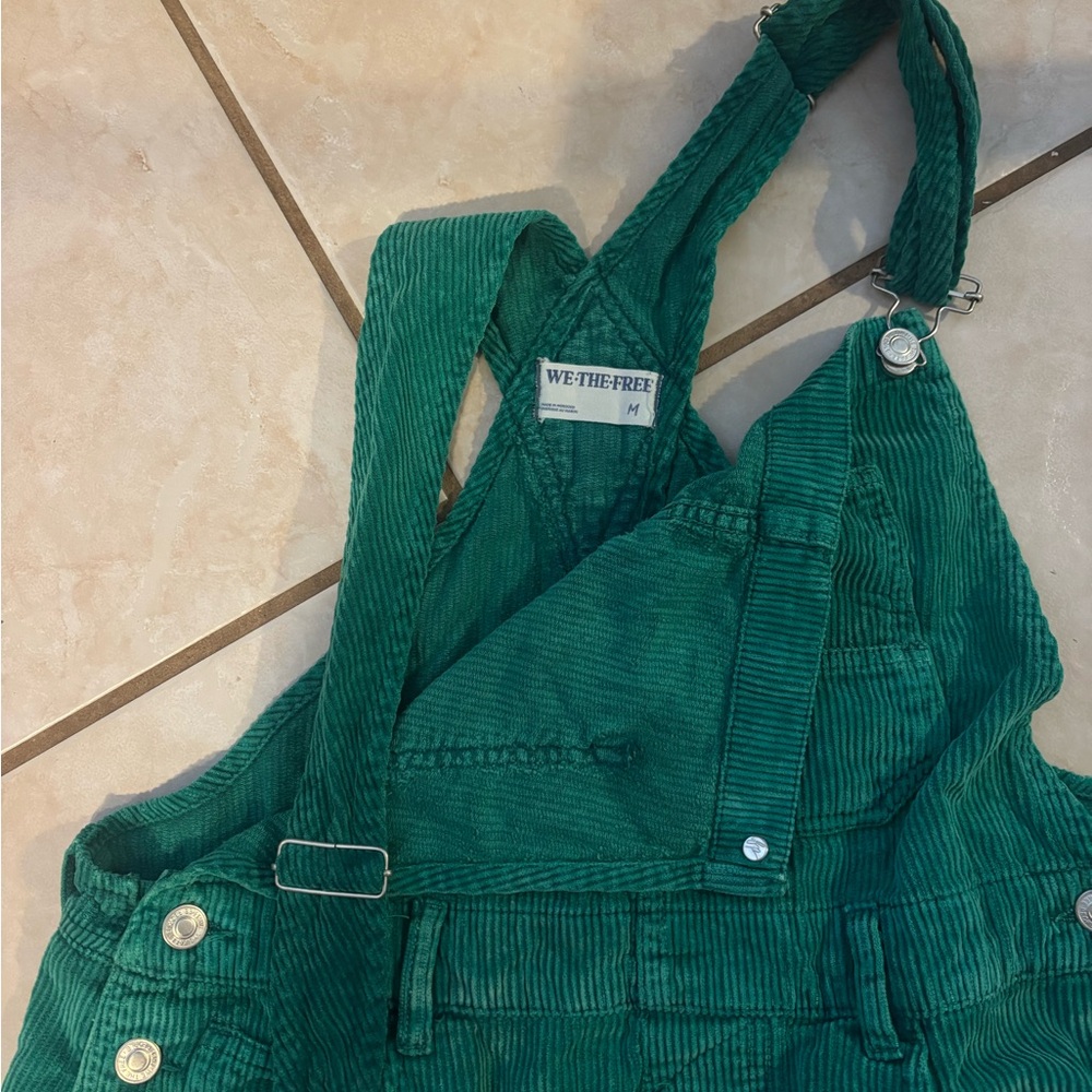 We The Free Emerald Green Corduroy Short Overalls Romper - Picture 2 of 6